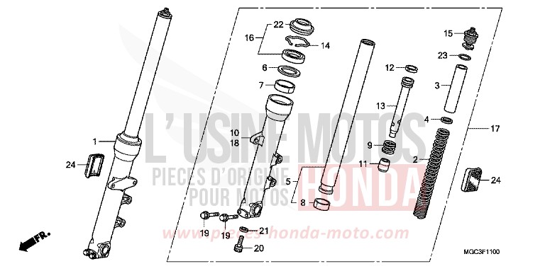 FOURCHETTE AVANT de CB1100 ABS GRAPHITE BLACK (NHB01) 2013